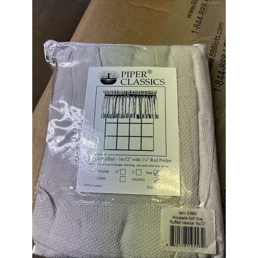 Piper Classics Timeless Ticking Ruffled Valance Curtain 16x72